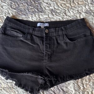 Women's Black Frayed Shorts by  O2 Denim